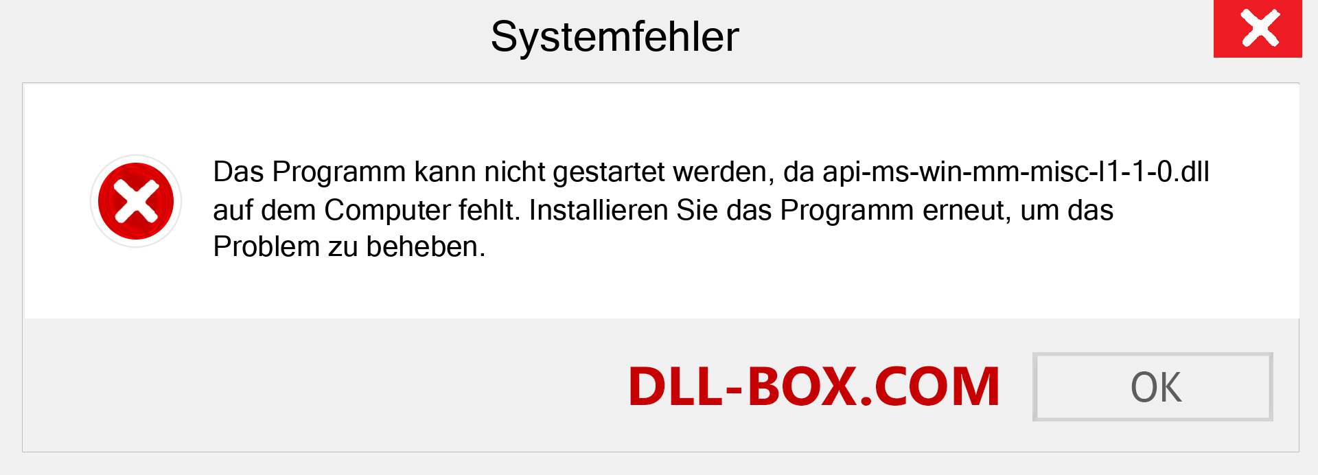 api-ms-win-mm-misc-l1-1-0.dll-Datei fehlt?. Download für Windows 7, 8, 10 - Fix api-ms-win-mm-misc-l1-1-0 dll Missing Error unter Windows, Fotos, Bildern