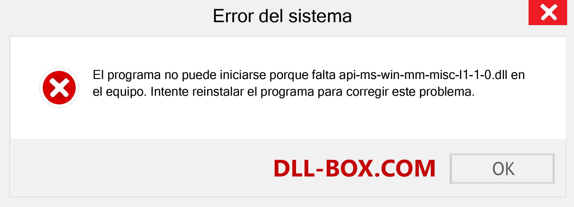 ¿Falta el archivo api-ms-win-mm-misc-l1-1-0.dll ?. Descargar para Windows 7, 8, 10 - Corregir api-ms-win-mm-misc-l1-1-0 dll Missing Error en Windows, fotos, imágenes